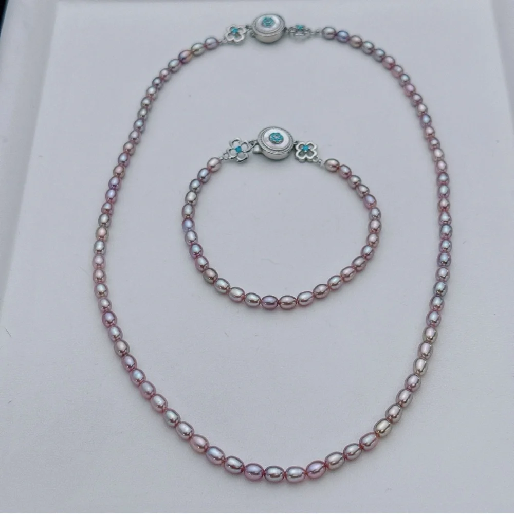 X782 Handmade High Quality Freshwater Baby Pearl Necklace Bracelet Set - Picture 4 of 8